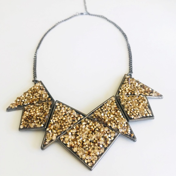 Druzy rose gold/bronze geometric necklace - Picture 3 of 7
